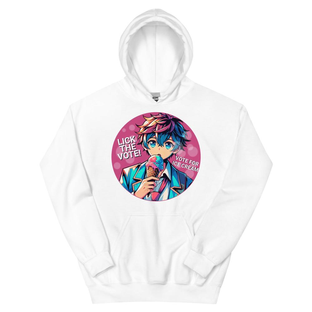 Lick The Vote Anime Ice Cream Boy Hoodie - White Color - https://ascensionemporium.net